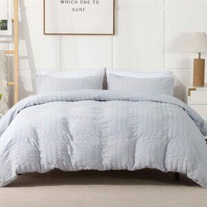 NEW AveLom Seersucker Duvet Cover Set Queen
